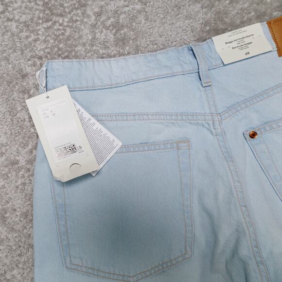 H&M Baggy Loose Fit High Waist Blue Denim Bermuda Shorts Womens Size 8 NWT - Picture 11 of 12